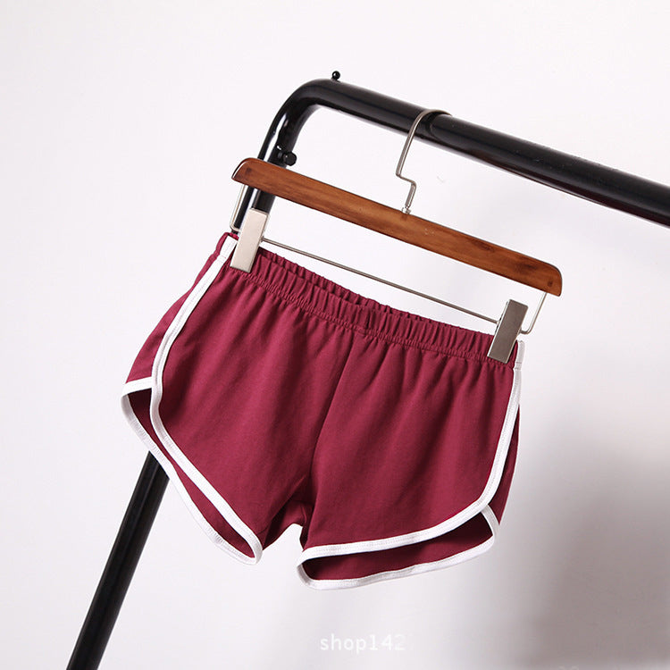Women's sports shorts, home casual solid-color fashionable yoga beach pants, candy-colored hot pants