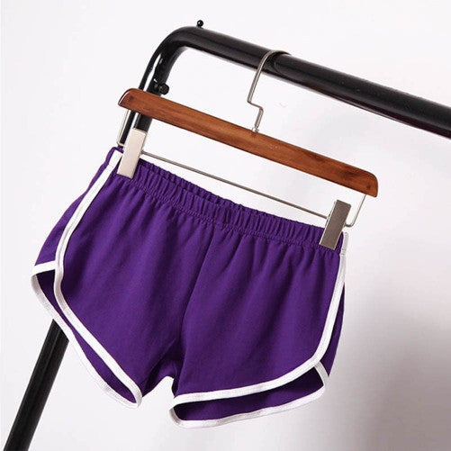 Women's sports shorts, home casual solid-color fashionable yoga beach pants, candy-colored hot pants