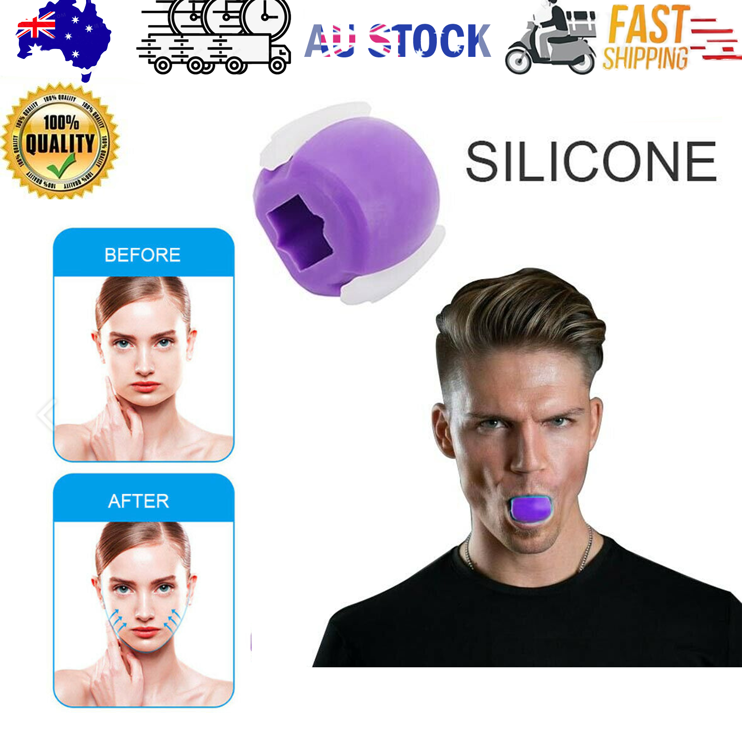 NNEDSZ Facial exerciser exercise ballneck toner3-stage mandibular exerciser jaw trainer Purple