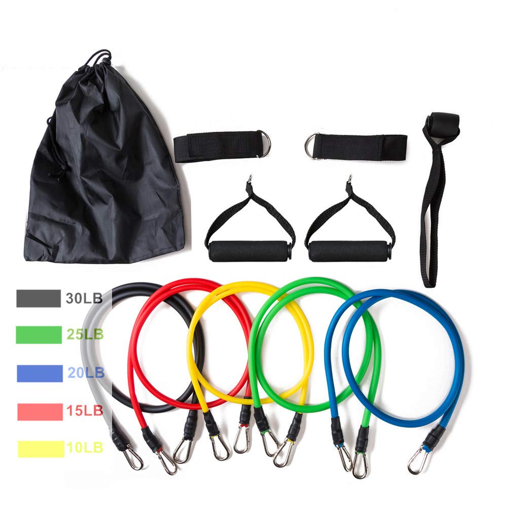 NNEDSZ 11 Pack Resistance Bands Stackable Exercise Bands Home Workouts Physical Therapy Gym Training