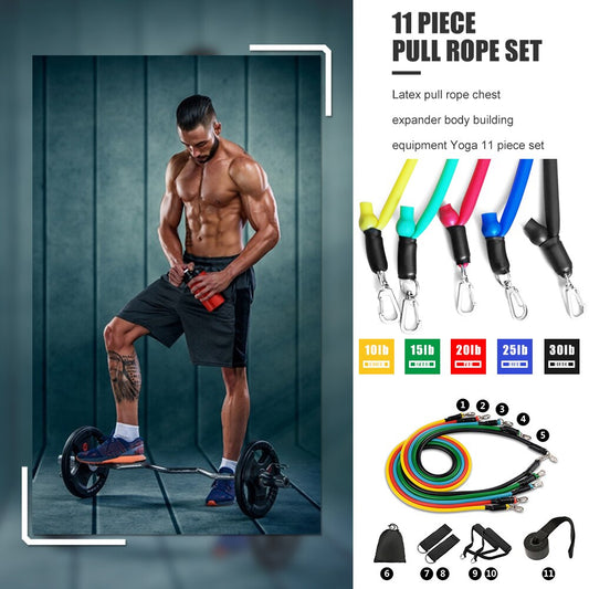 Elastic Resistance Band with Bag Door Buckle 11pcs Exercise Pull Rope Ankle Ring Multi-function Equipment for Exercise